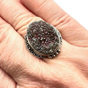 Nicky Butler Womens Ring Pink Druzy Quartz Sterling Silver Size 9 Gift for Her